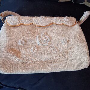 Vintage Rimco of California white micro beaded purse